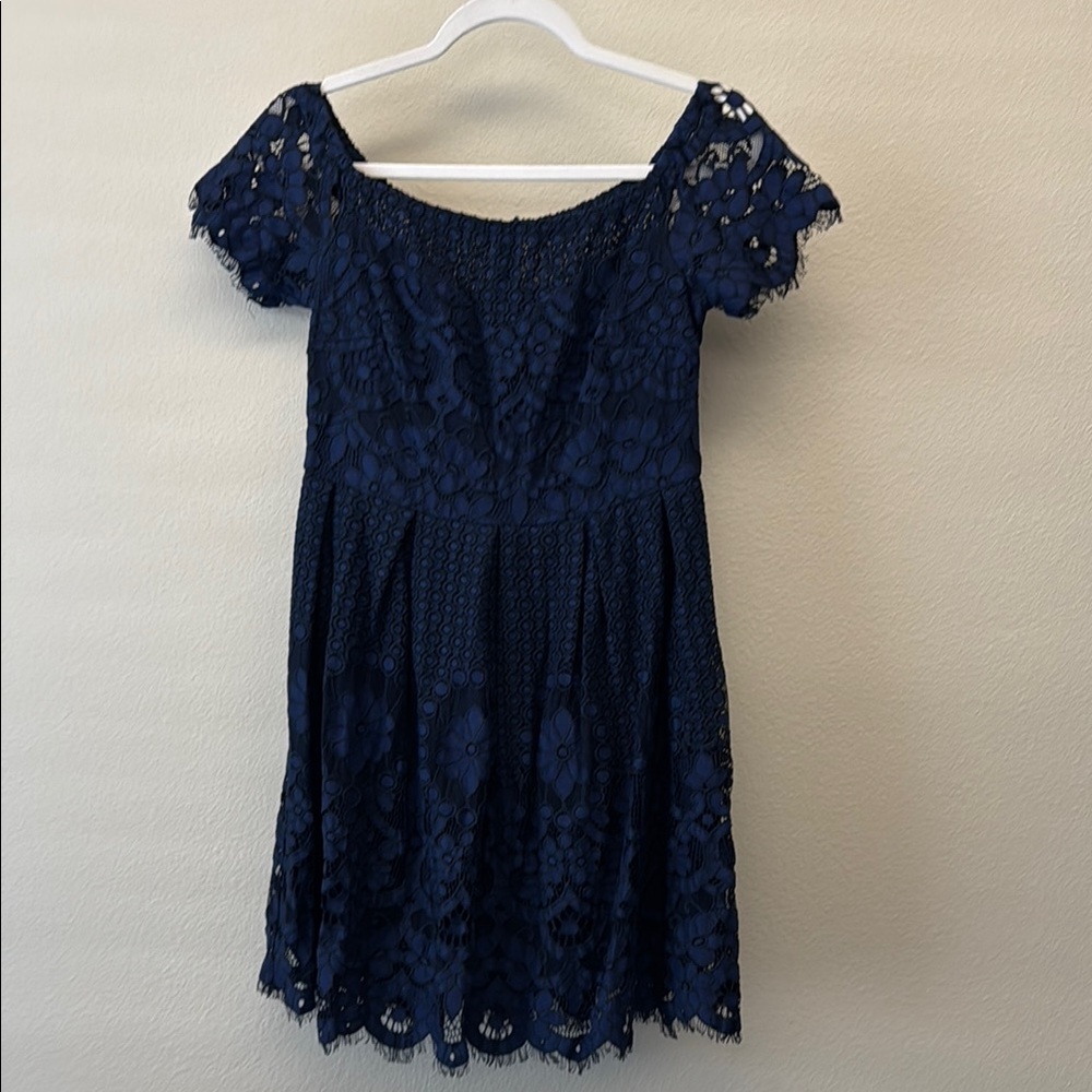 Elegant Navy Lace Dress